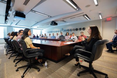Virginia Tech students meet Avril D. Haines (at right), director of national intelligence. 