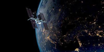 space station and the earth at night 